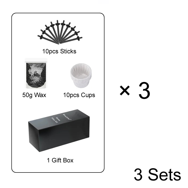 Portable Nose Hair Removal Wax Kit Paper-Free Cleaning Wax Set For Men And Women Wax Bean Nose and Ear Hair Removal Kit Zpaxo 112-BlackX3