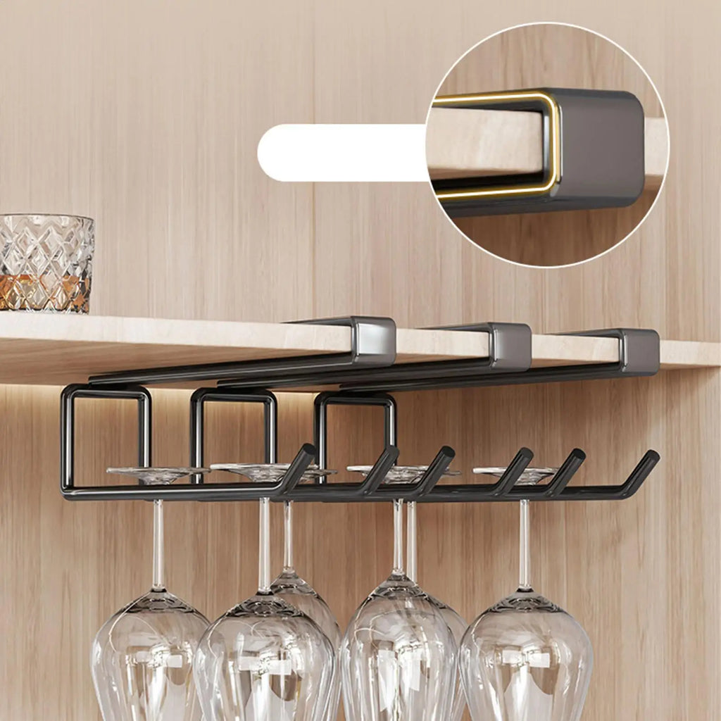 Under Cabinet Glass Rack No Drill Space Saving Metal Counter Storage