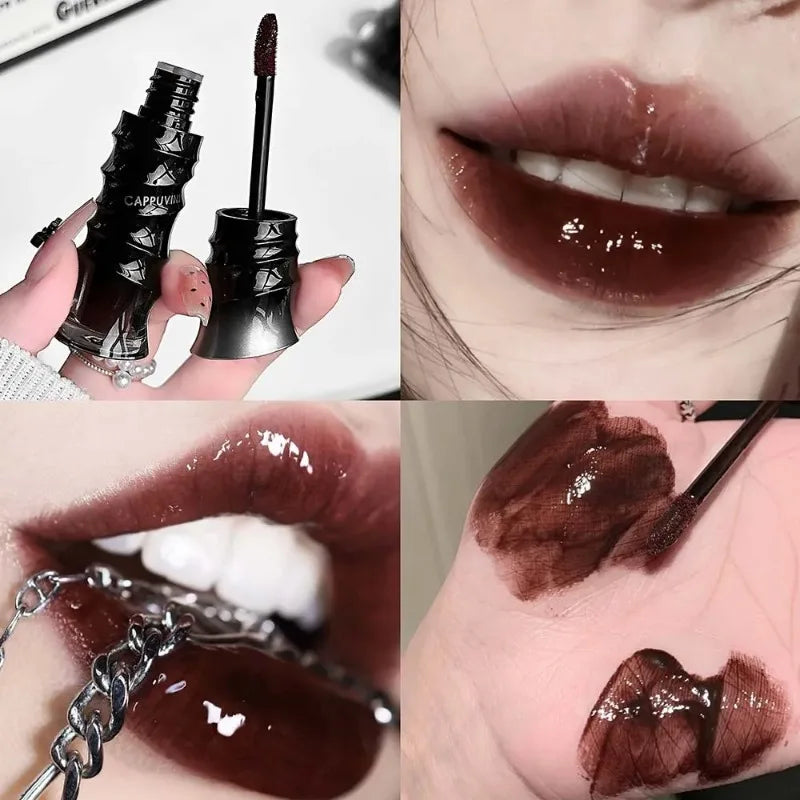 Punk Dark Red Lip Gloss Mirror Shine Moisturizing Texture Non-sticky Zpaxo 06