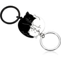 Hug Cat Couple Keychain Hanging Jewelry Bag Pendant Matching Cat Key Ring Stainless Steel Patchwork Lovers Keyring Zpaxo 1 Pair