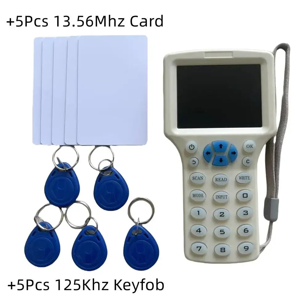 10 Frequency NFC Smart Card Reader Writer Duplicator 125Khz 13.56MHz RFID Copier USB Encryption Decoding Reader Key Replicator Zpaxo