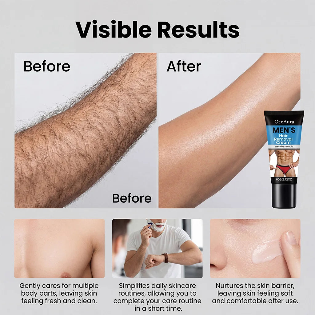 OceAura Men's Painless Hair Removal Cream | Body Depilatory Depilatory Cream Zpaxo