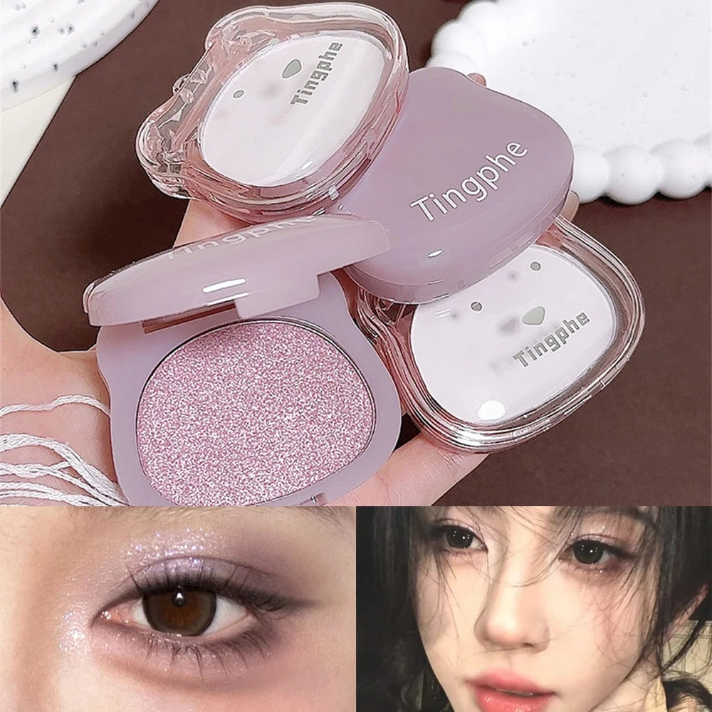 Lilac Purple Glitter Highlighter Eyeshadow Palette Soft Pearl for Face Contour White Eye Brighten Shadow Natural Glow Makeup Zpaxo