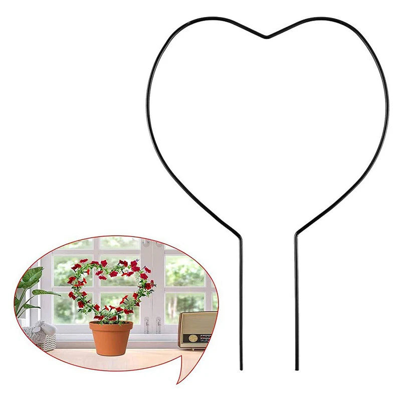 1PC Plant Trellis Support Frame Heart-shaped Vine Climbing Rack Iron Garden Plant Support Stake Stand Flower Garden Decor Zpaxo
