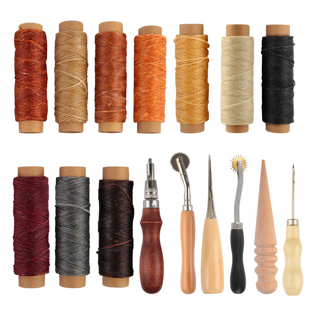 DIY leather making tool set, leather repair and sewing thread, leather craft punching tool combination, with storage bag Zpaxo
