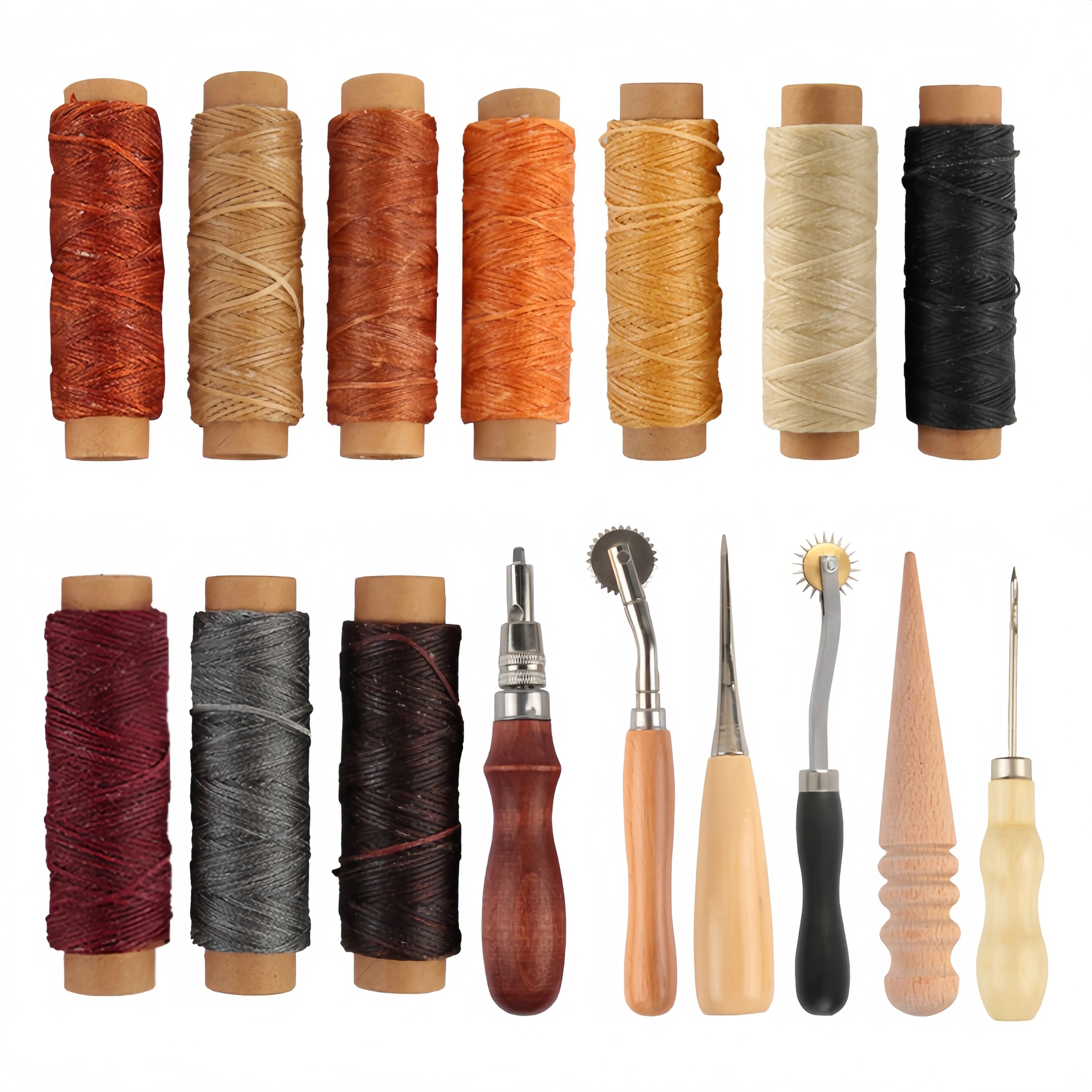 DIY leather making tool set, leather repair and sewing thread, leather craft punching tool combination, with storage bag Zpaxo