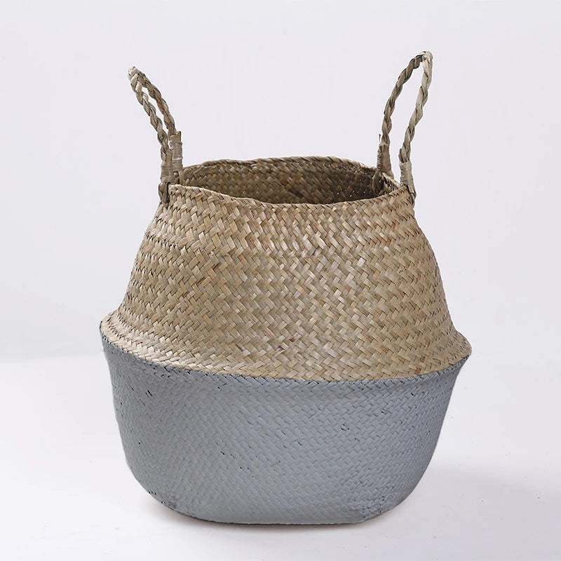 Sundries Organizer Rattan Flower Pots Container Storage Supplies Foldable Basket Weaved Storage Baskets With Handle Laundry Toys Zpaxo A5