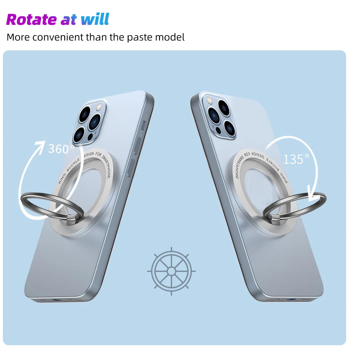 360° Rotating Metal Magnetic Mobile Phone Ring Holder Grip Adjustable Stand Foldable Bracket For Magsafe Phone Stand For IPhone Zpaxo