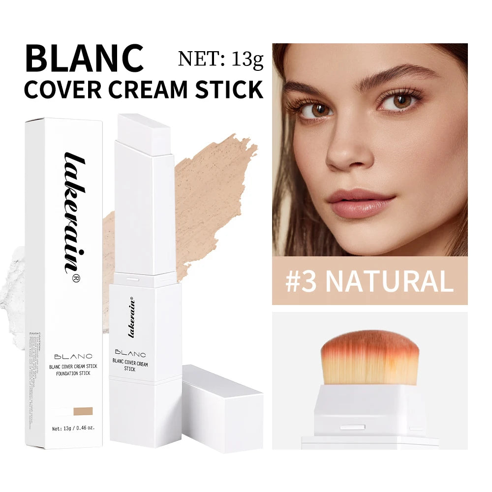 Blanc Cover Cream Stick Color Changing Foundation with Detachable Brush Coverage Changing Foundation Stick Base Makeup Zpaxo 3natural