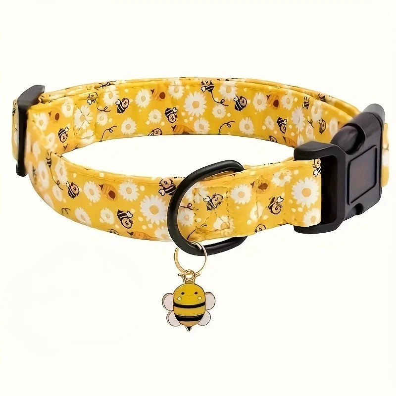 Cute Little Bee Printed Dog Collar Fashionable Wasp Design