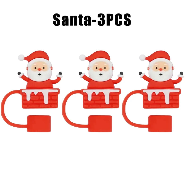 Christmas Straw Covers Caps Tumblers Dustproof Toppers Cups 30 Cup