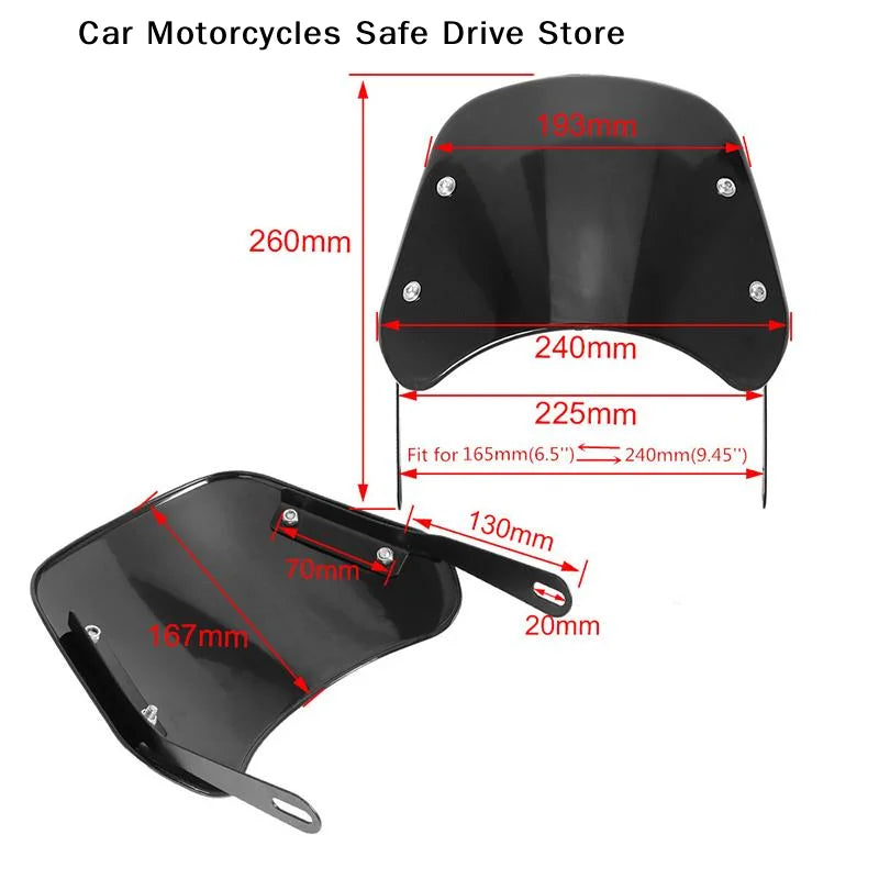 CMUniversal Motorcycle Windshield Windscreen Wind Deflector Round