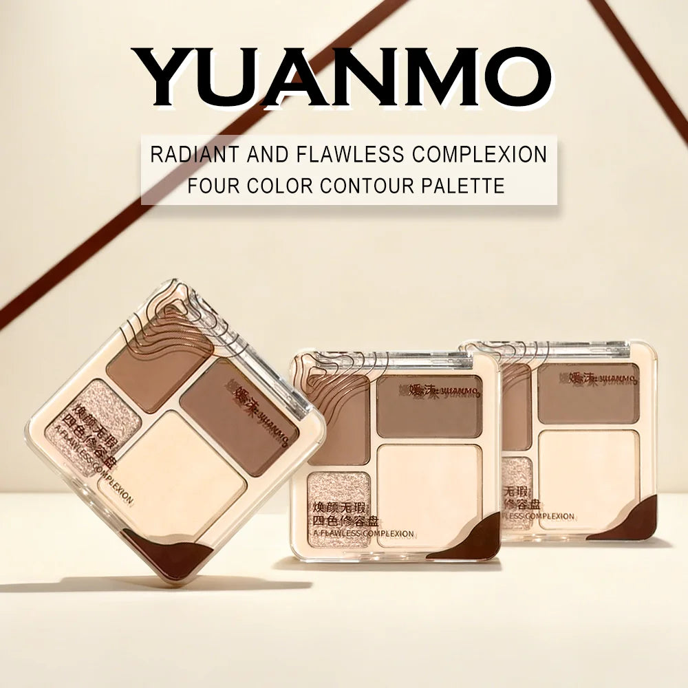 Four-color Highlighter Contour Palette Matte Long-lasting Brightening Zpaxo