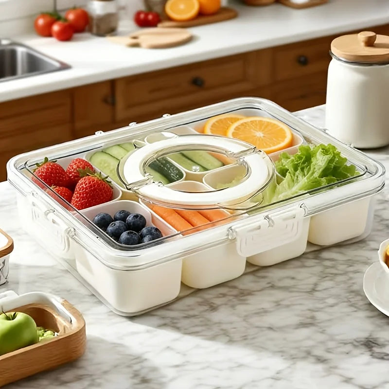 8-Grid Divided Snack Bowl Lid Food-grade PP Material Dishwasher