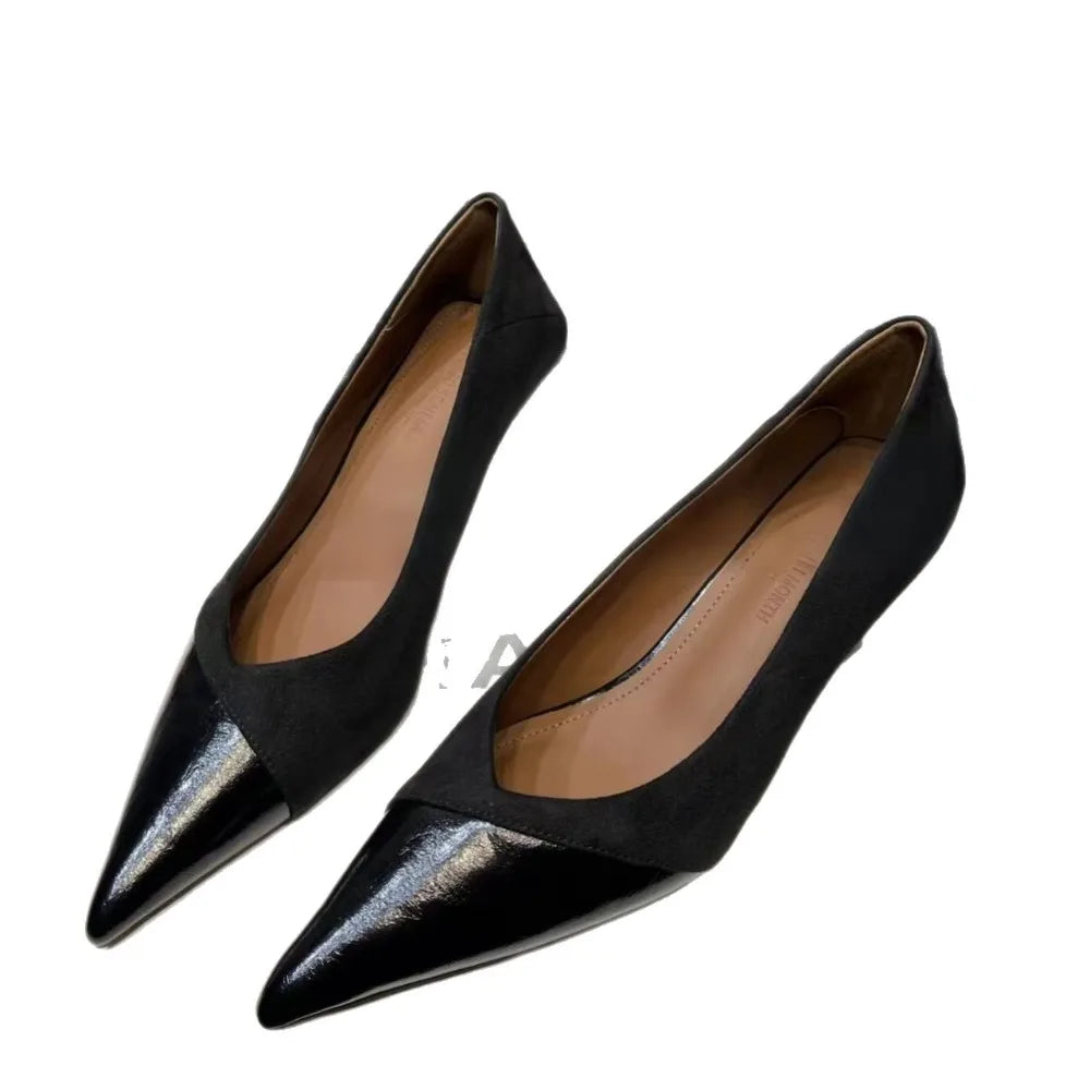 Autumn 2025 Korean-style Pointed Suede Shallow Stiletto Heels