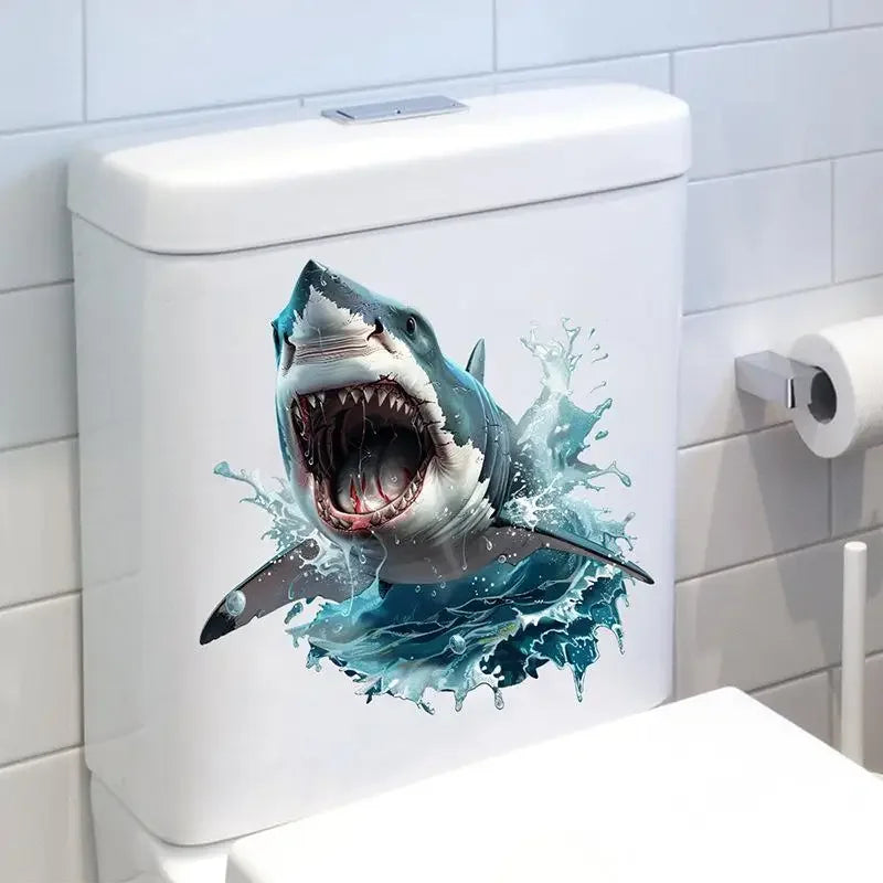 30*30cm PVC Sticker 3D Shark Wall Decal Waterproof Self-Adhesive Sticker For Bathroom & Bedroom Decor Zpaxo