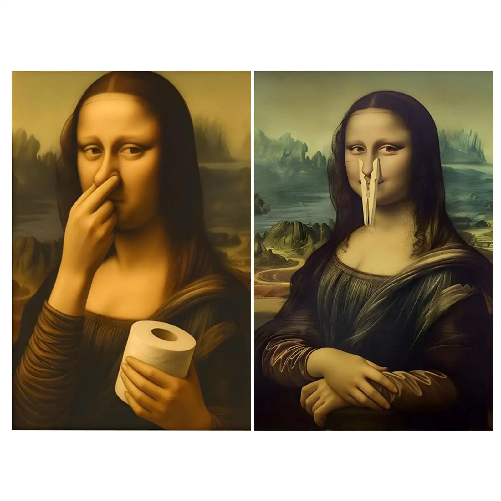 Funny Bathroom Wall Decor Humorous Pinching Nose Poster Art Toilet