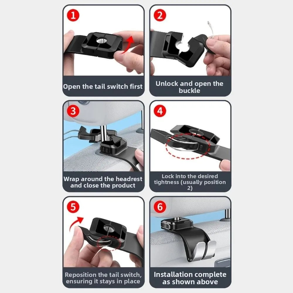 Double Hooks Car Back Seat Storage Hook Foldable Stretchable Auto Fastener Hooks Universal Strong Load-bearing Zpaxo