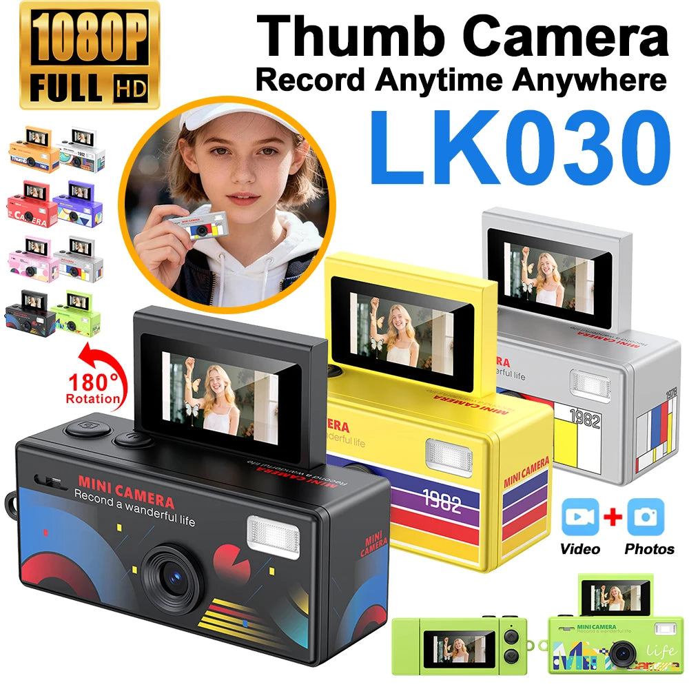 Palm-Sized Mini Digital Camera 180° Flip Selfie Screen with Flashlight Multiple Filters Keychain Portable Digital Camera LK030 Zpaxo