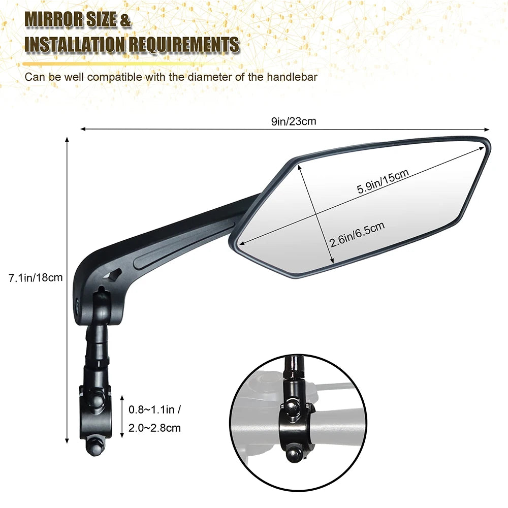 Bicycle Handlebar Reflector Rear View Mirror Safety Adjustable Rotatable Mirror Clear Electric Scooter Cycling Accessories Zpaxo