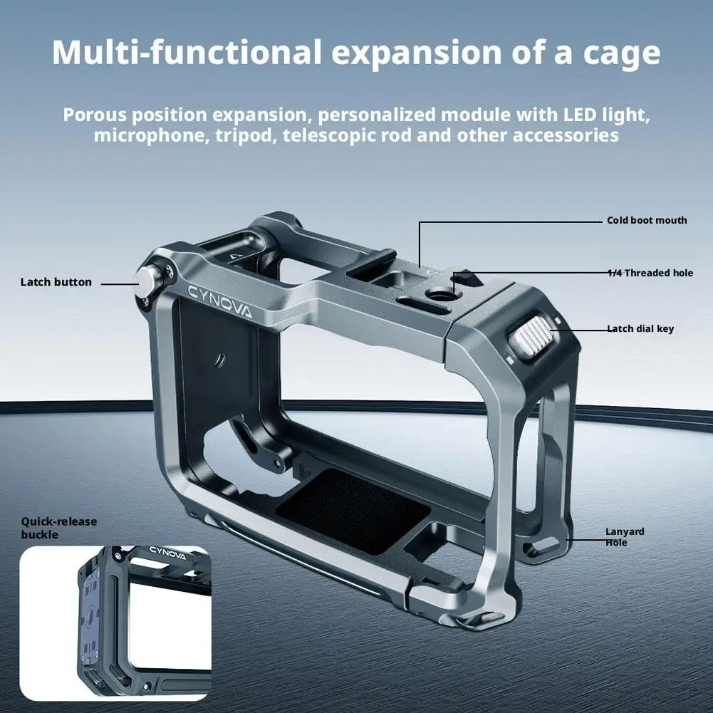 DJI Osmo Action 6 Metal Cage – Aluminum Alloy Expansion Mount Camera Cage Zpaxo