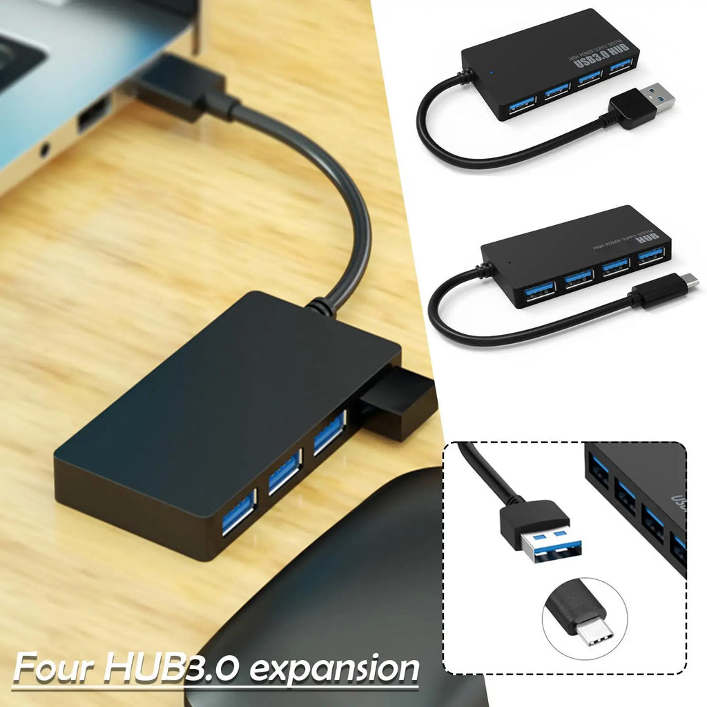 4-Port USB 3.0 Hub Splitter – 5Gbps High-Speed Port Expander USB Hub Zpaxo