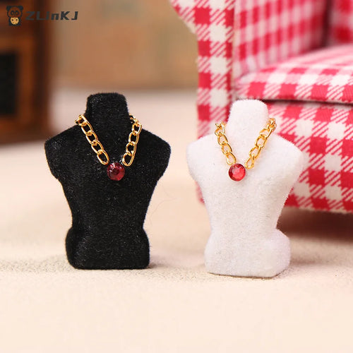 ▶1PCS 1/12 Dollhouse Necklace Display Stand With Necklace Dollhouse Jewelry Stand Dollhouse Accessories Micro Scene Photo Props Zpaxo