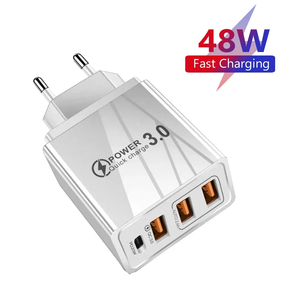 20W USB Charger QC 3.0 Type C PD Fast Charge For iPhone 12 13 Max Samsung S21 Huawei Xiaomi Mobile Phone EU/US Plug Wall Charger Zpaxo