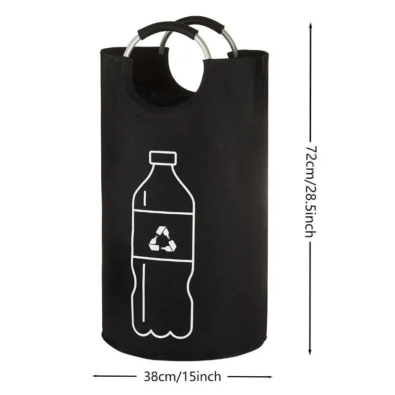 ▶1PCS 82L Large Capacity Empty Bottle Storage Basket Folding Kitchen Wastewater Bottle Collector Bag With Aluminum Handle Zpaxo Black