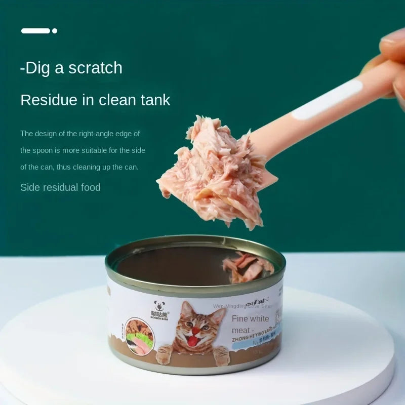 1pc/1set Pet Canned Spoon 3 in 1 Universal Sealing Lids Feeding Stirring Long Handle Cat Scoop Pet Feeding Tableware Accessories Zpaxo