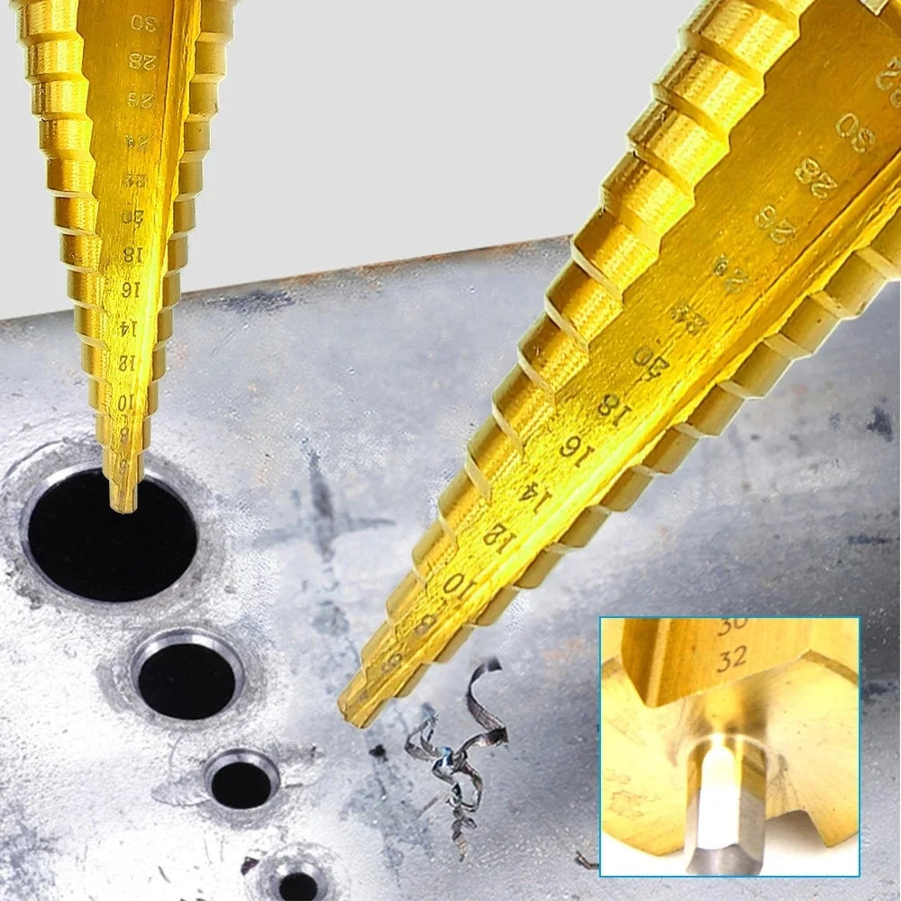 3-Piece Titanium Step Drill Bit Set – 3-12, 4-12, 4-20mm Hex Step Drill Bit Set Zpaxo