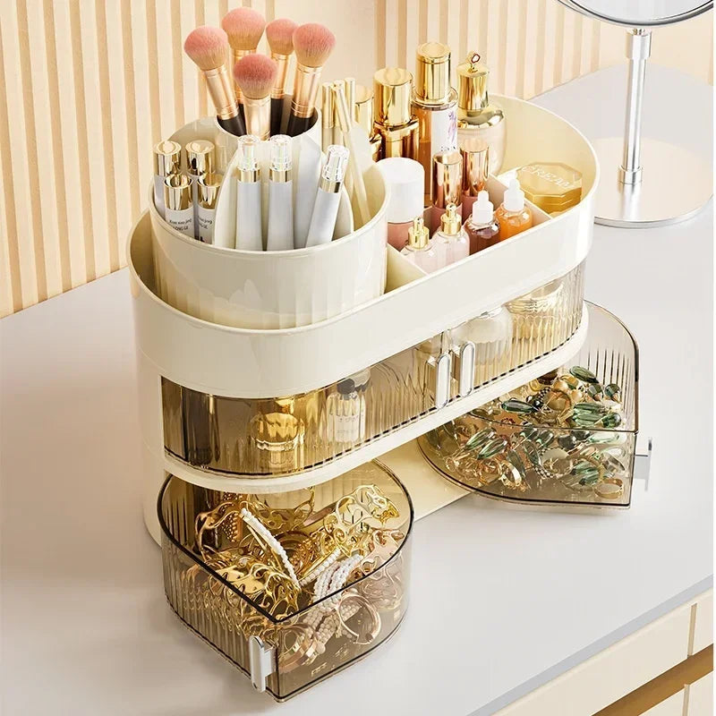 Rotating Makeup Organizer Box Cosmetic Storage Box Drawer Organizer Jewelry Nail Polish Makeup Desktop Sundries Storage Zpaxo