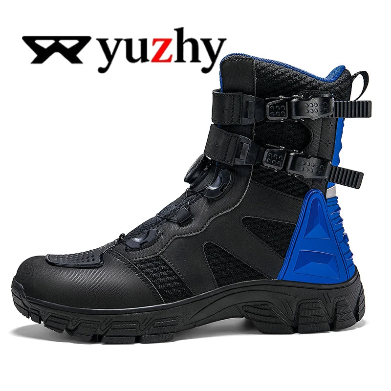 Lexsan Motorcycle Boots Men Leather Motos Breathable Anti Slip