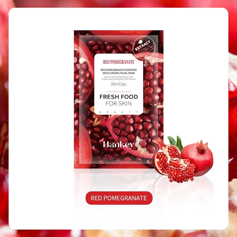 1/4pcs Natural Fresh Fruits Face Mask Facial Skincare Moisturizing Brightening Firming Hydrating Facial Masks for Face Skin Care Zpaxo Pomegranate-1pcs