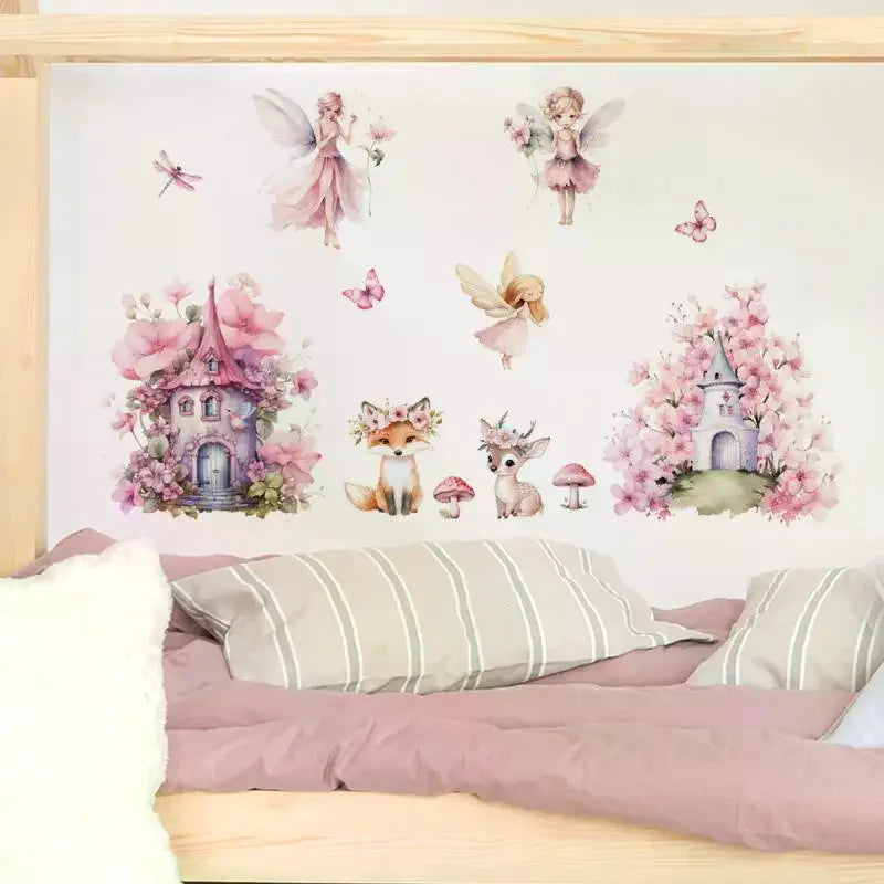 Cute Fairy Reading Wall Sticker For Baby Girls Nursary Room Kids Room Background Children's Room Wall Decals Zpaxo