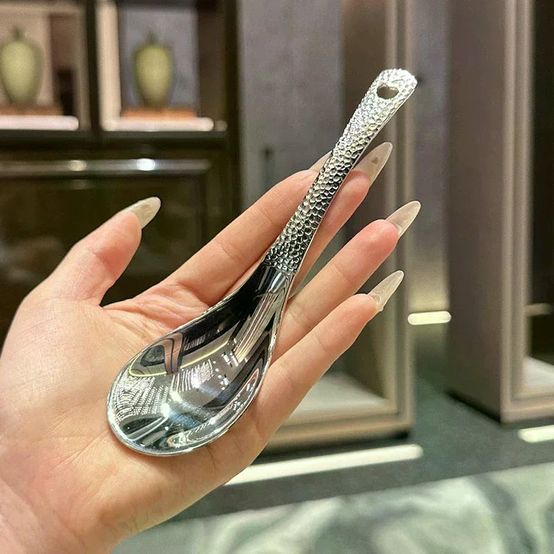 Stainless Steel Soup Spoon Silver Mirror Polished Flatware Rice Home Zpaxo