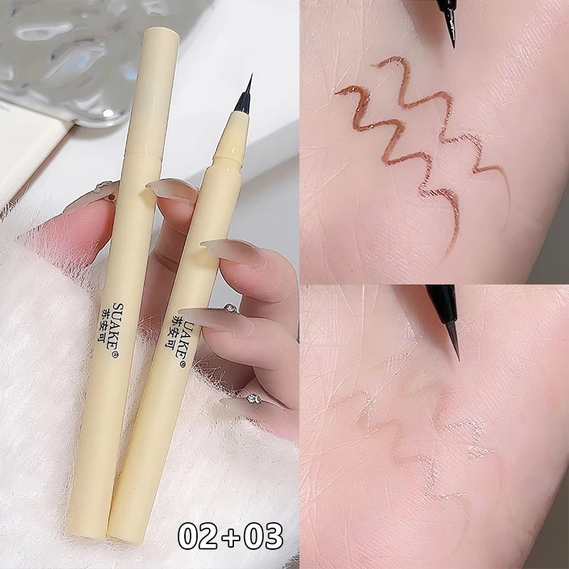 Black Liquid Eyeliner Pen Lasting Waterproof Sweatproof Eyeliner Lying Silkworm Pen Big Eyes Makeup Women Cosmetics Beauty Tools Zpaxo 02-03