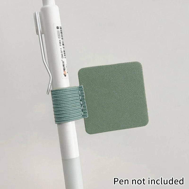 Pen Loops Pencil Holders Self-Adhesive PU Leather Pad For Stylus Pencil Books Notebooks Anti-lost Anti-fall Elastic Loops Zpaxo Light green
