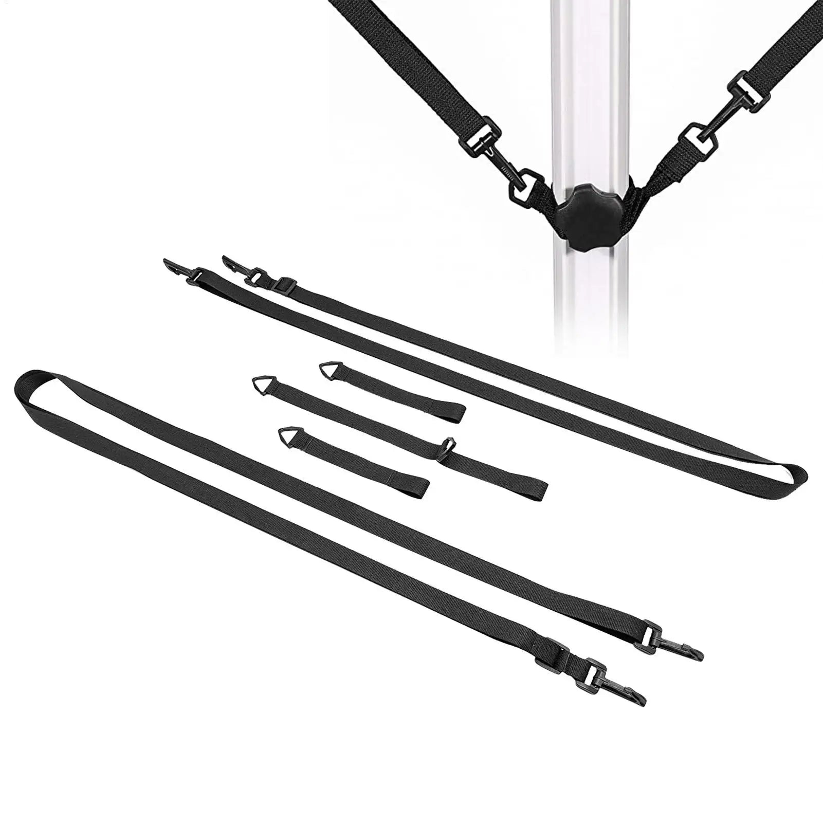 Patio Umbrella Tie Strap 5X Fixed Polyester Parasol Holder Metal Hook