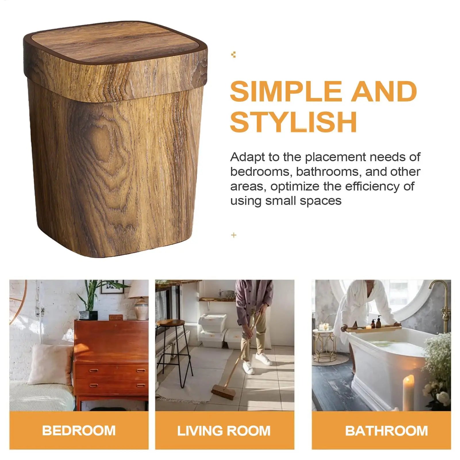 Trash Can Kitchen Canteen Rectangle Garbage Bin 12L Swing Lid Trash Can for Laundry Room Apartment Living Bedroom Corner Zpaxo