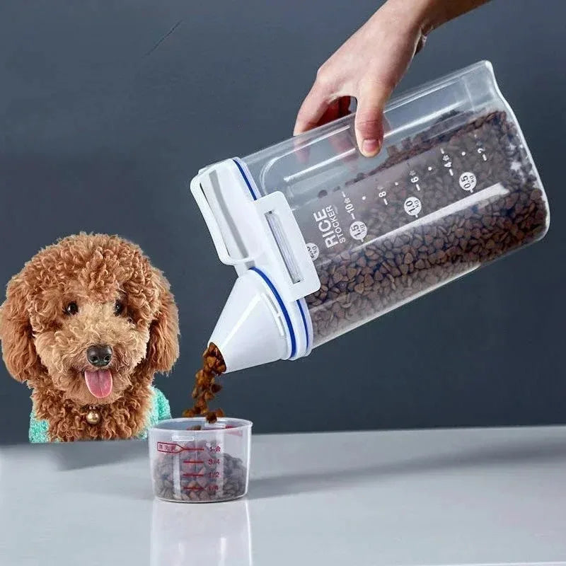 Freshness Lock Tank Pet Food Storage Measuring Cup Stop Waste
