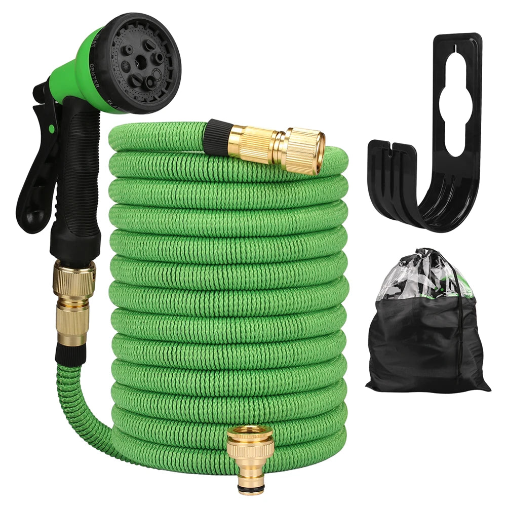 Garden Water Hose Expandable Double Metal Connector High Pressure Pvc Reel Magic Water Pipes for Garden Farm Irrigation Car Wash Zpaxo green 100FT-30M Extended