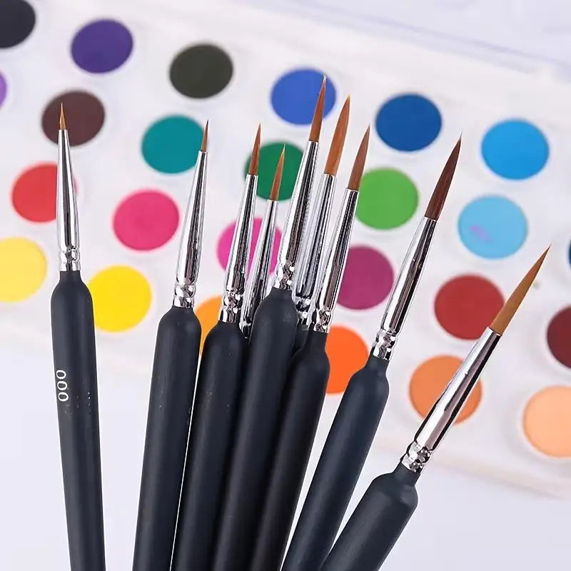 11 Micro Brushes: Durable Small Yellow Wolf for Acrylic, Oil, Watercolor, Nail, Model Art Zpaxo