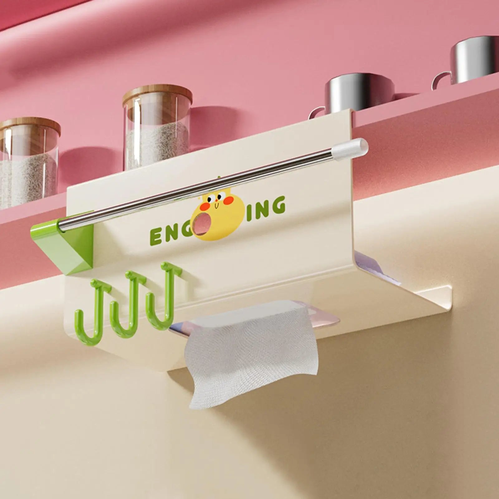 Wall Mounted Tissue Box Holder Paper Rack Hook No Drill Toilet Napkin