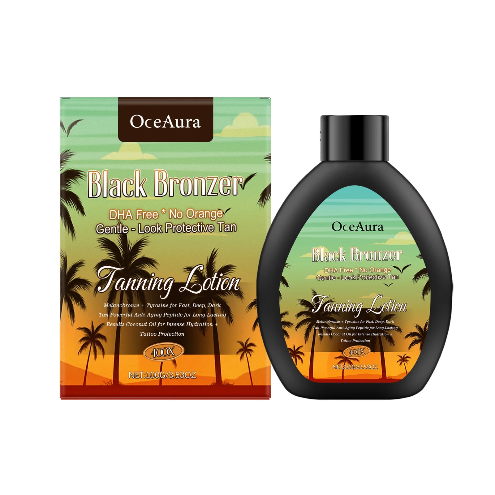 OceAura Coconut Tanning Lotion – Natural Bronze Glow All Skin Tanning Bronzer Lotion Zpaxo 100g Boxed