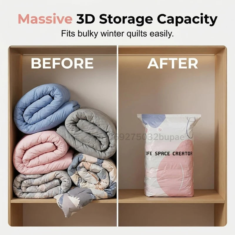 No-Pump Vacuum Storage Bags, Pump-Free Large Capacity Vacuum Storage Bags, Large Vacuum Compression Bags Without A Pump Fo Zpaxo