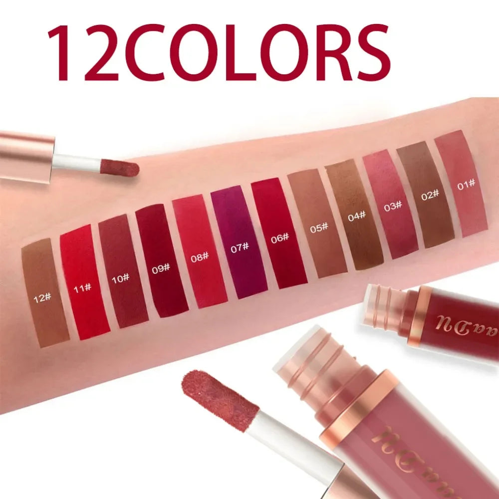 Dark Red Matte Velvet Lip Gloss Nude Brown Lip Glaze Lasting Moisturizing Non-stick Cup Fading Waterproof Liquid Lipstick Makeup Zpaxo