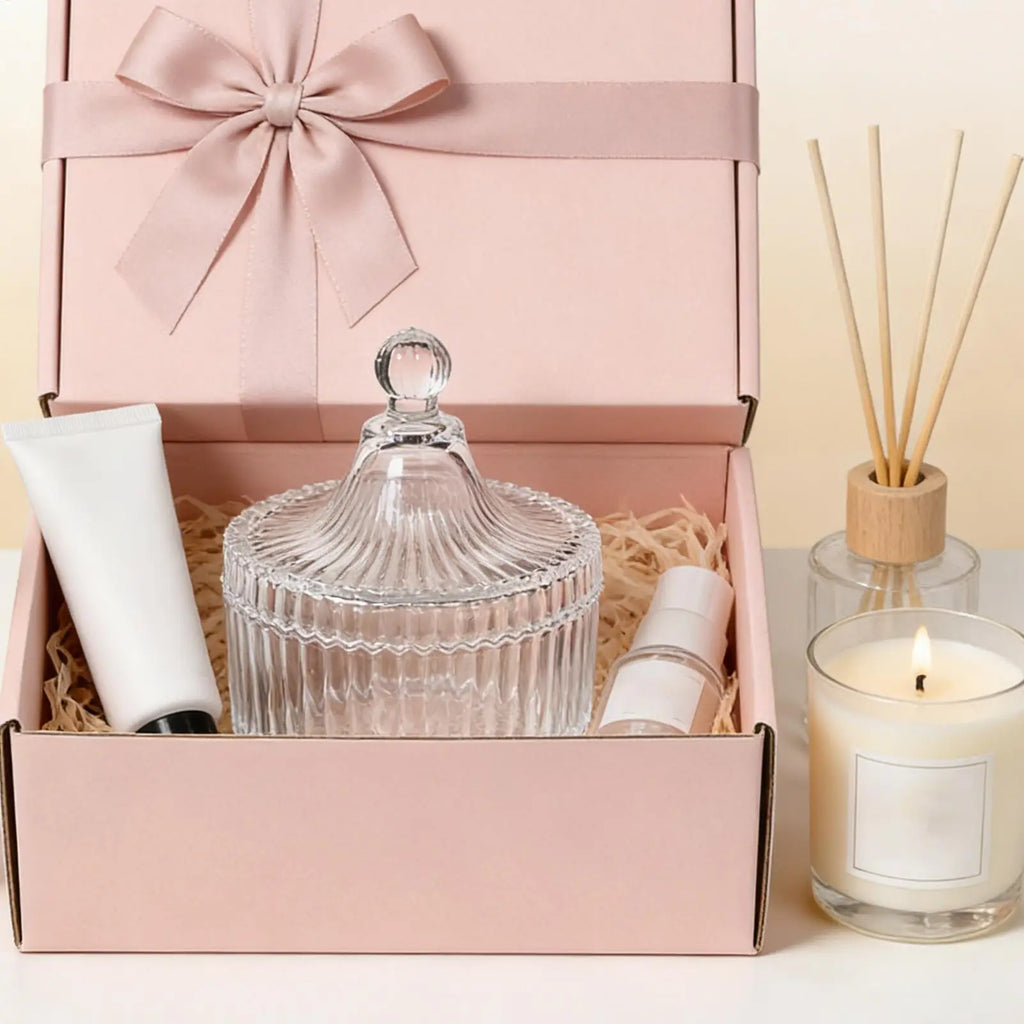 Dusting Powder Container Glass Makeup Puff Box Body Jar Lid Women