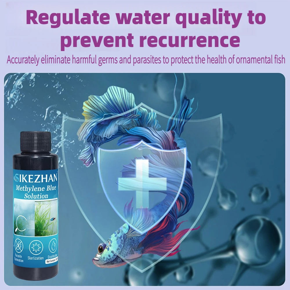 101ml Methylene Blue Solution Ornamental Fish for Aquarium Removal of White Spots and Fish Disease Medicine Koi Goldfish Betta Zpaxo