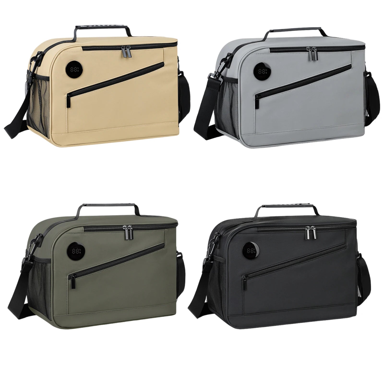 Cooler Bag Temperature Display Lunch Box Shoulder Strap Portable